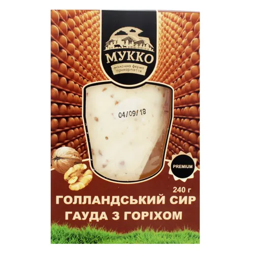 Сир 40.8% голландський з горіхом Гауда Мукко к/у 240г