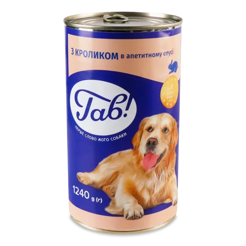 Консерва для собак Кролик у соусі, в/ґ, 1,24 кг