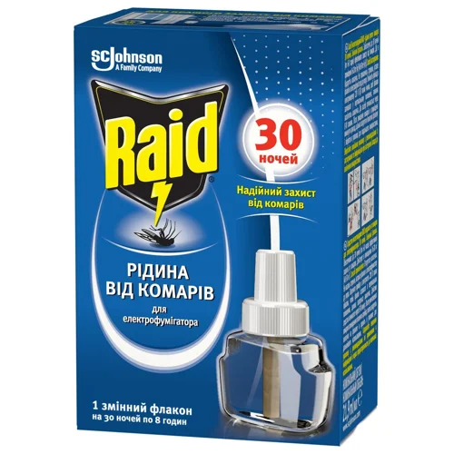 Рідина проти комарів Raid для електрофумігаторів 30 ночей
