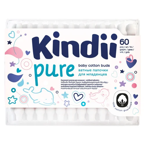 Ватні палички Cleanic Kindii для дітей 60шт