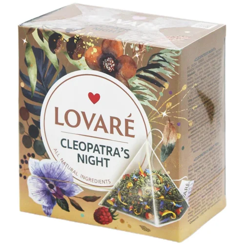 Чай Lovare Ніч Клеопатри зелений з ароматом малини 15 пірамідок