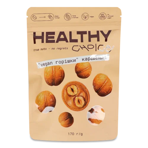 Печиво Карамельне З Фундуком Вищого Ґатунку Vegan Healthy Choice, 170г