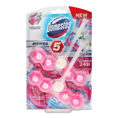 Блок для Очищення Унітазу Троянда-Жасмин Power 5 Platinum Domestos 2х55г