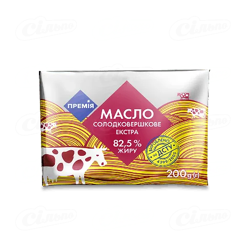 Масло «Премія»® солодковершкове екстра 82,5%, 200г