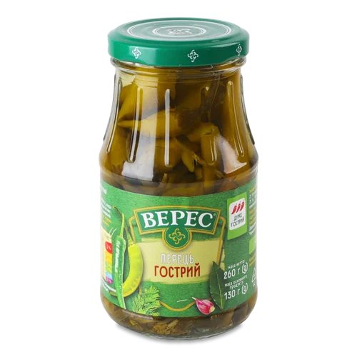 Перець гострий стручковий маринований стерилізований Верес с/б 260г
