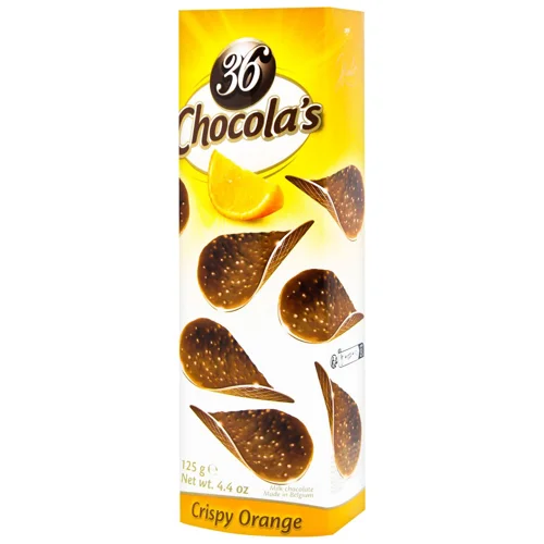 Чіпси шоколадні 36 Chocola’s із молочного шоколаду з хрумкою крихтою з апельсиновим смаком 125г