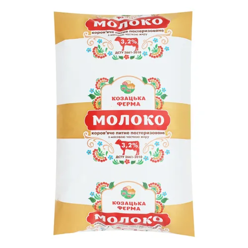 Молоко 3.2% пастеризоване Козацька ферма м/у 900г