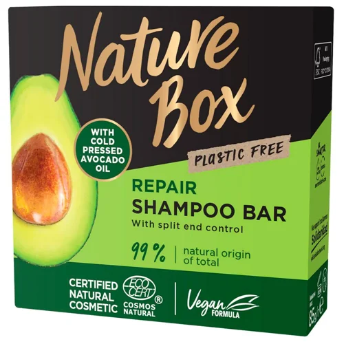 Твердий шампунь Nature Box для відновлення волосся з олією авокадо холодного віджиму 85г