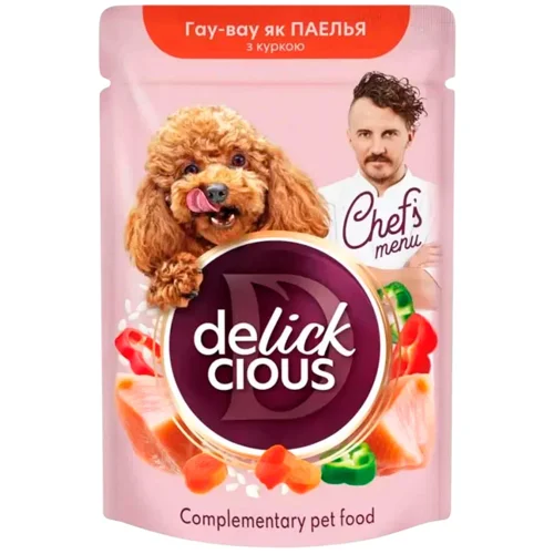 Корм вологий Delickcious Chef's Menu Паелья з куркою для собак 85г