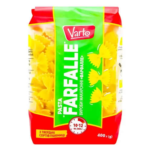 Вироби макаронні Фарфалле Varto 400г