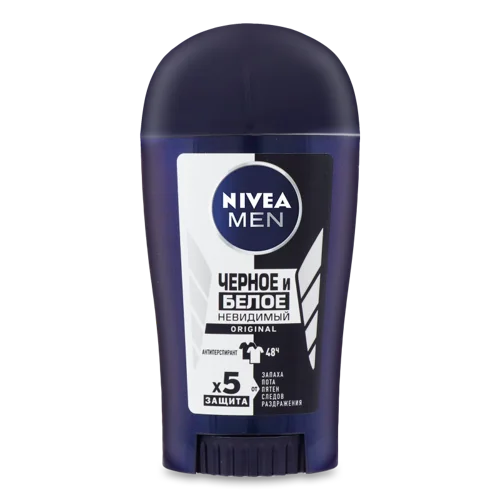 Антиперспірант Nivea Men Original Чорне та Біле Невидимий, 40 мл
