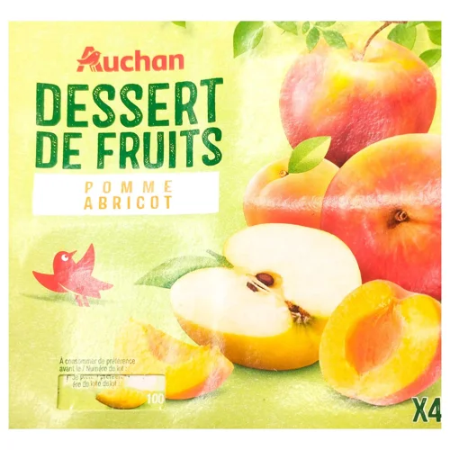 Пюре Auchan фруктове яблуко-абрикос 100г