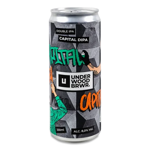 Пиво Світле Нефільтроване Неосвітлене Пастеризоване Capital Dipa Double Ipa, з/б, 0.33л 8%