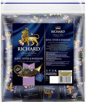 Чай Richard чорний байховий Royal Thyme & Rosemary зі смаком чебреца і розмарина 50 пакетиків