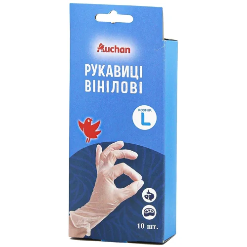 Рукавички господарські Auchan вінілові розмір L 10шт