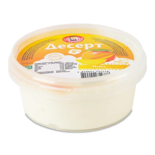 Десерт Сирковий 9% Молоковмісний Манго, Пастеризований, Пакет 300г