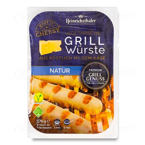 Сир для грилю Heinrichsthaler Natur у формі сосисок 45%, 175г