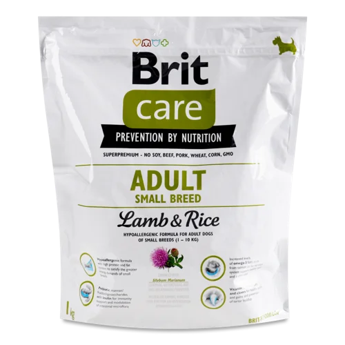 Корм сухий для дорослих собак Lamb&Rice Small Care Brit, д/п, 1 кг