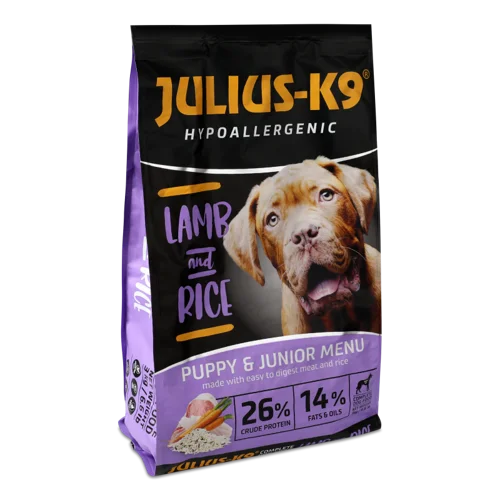 Корм сухий повнораціонний для цуценят і собак, Lamb & Rice Julius-K9, м/у 3 кг