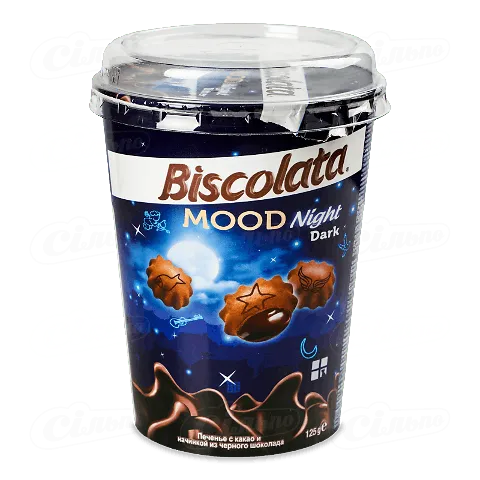 Печиво Biscolata Mood Bitter з кремом з чорним шоколадом, 125г