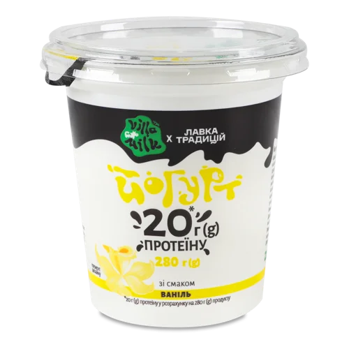 Йогурт 1% Збагачений Білком Ваніль Villa Milk, Пластикова Пляшка 280г