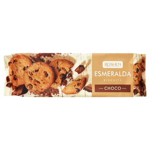 Печиво Roshen Есмеральда зі шматочками шоколадної глазурі, 150г