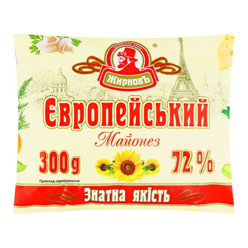 Майонез 72% Європейський Жирновъ м/у 300г