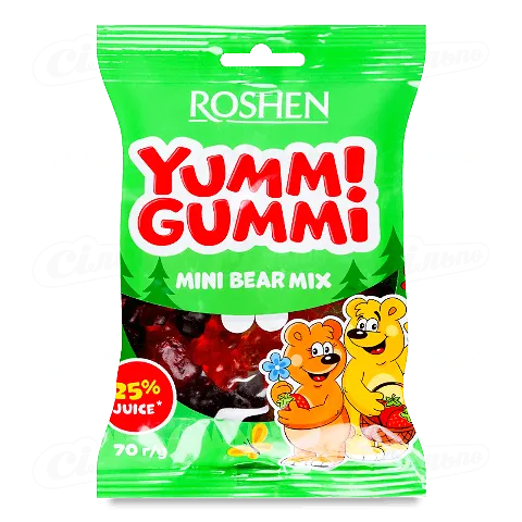 Цукерки Roshen Yummi Gummi Mini Bear Mix желейні, 70г