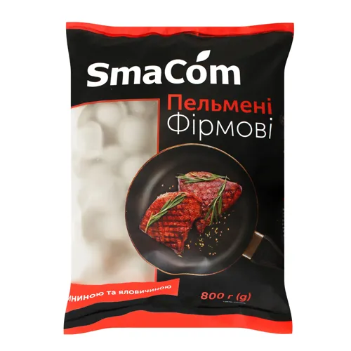 Пельмені з соковитою яловичиною, свининою та свіжою кінзою Фірмові SmaCom м/у 800г