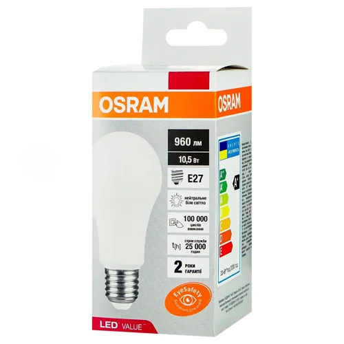 Лампа LED Osram класична A60 10W E27 4000K