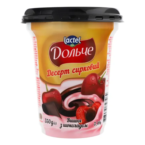 Десерт сирковий «Дольче» Вишня з шоколадом 3,4%, 350г