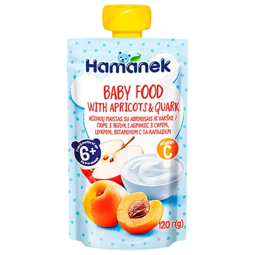 Пюре Hamanek Яблуко-абрикос з сиром 120г