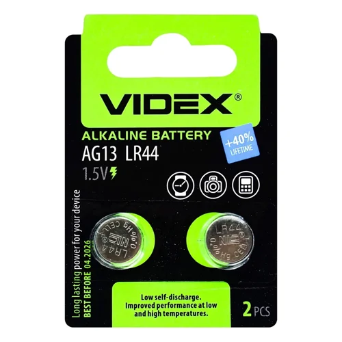 Батарейка Videx лужна AG13 LR44 2шт