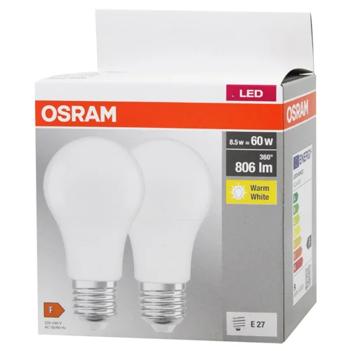 Лампочка Osram LED 8,5W E27 2700К 2шт