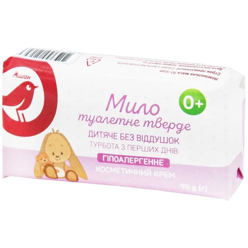 Мило Auchan дитяче гіпоалергенне без віддушок 90г