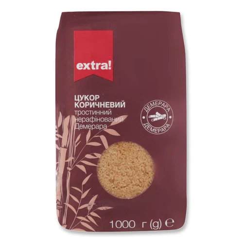 Цукор Extra! тростинний коричневий Демерара нерафінований 1кг