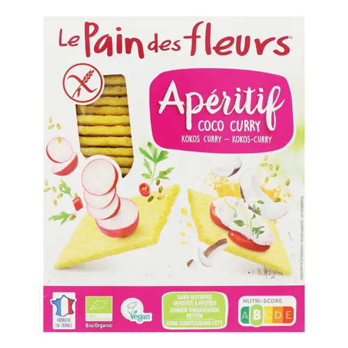 Хлібці органічні без глютену з кокосом та каррі Aperitif Le Pain des Fleurs