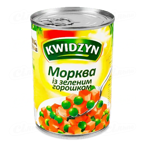 Суміш овочева Kwidzyn моркви з зеленим горошком, 400г