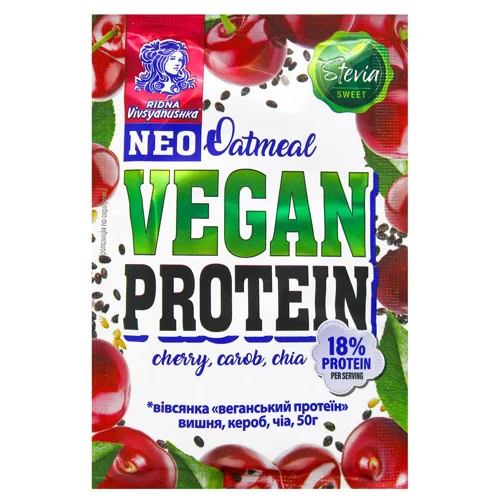 Каша вівсяна Vivsyanushka Vegan Protein з вишнею, керобом та чіа 50г