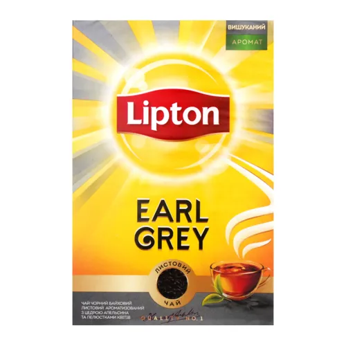 Чай чорний байховий листовий з цедрою апельсина та пелюстками квітів Earl Grey Lipton к/у 80г