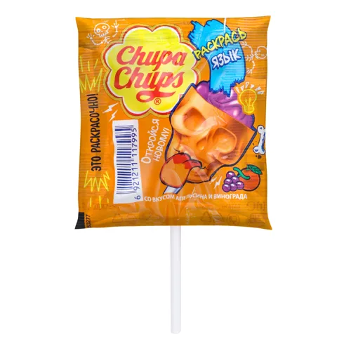 Карамель зі смаком апельсина та винограду Розфарбуй язик Chupa Chups м/у 15г