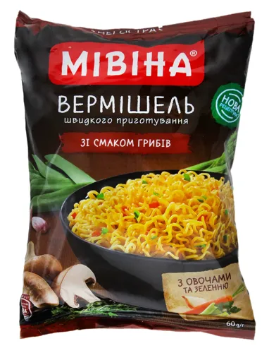 Вермішель швидкого приготування зі смаком грибів Мівіна м/у 60г