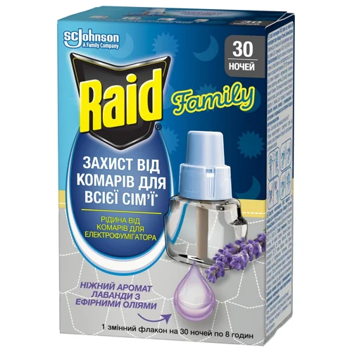 Рідина Raid від комарів для електрофумігатора 30 ночей Лаванда 22г