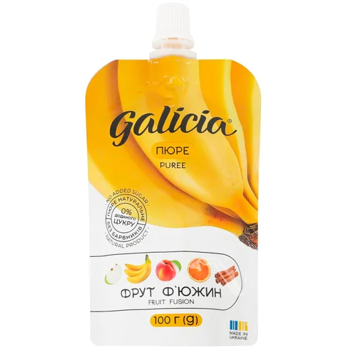 Пюре Galicia Фрукт Ф'южн суміш фруктів з екстрактом кориці 100г