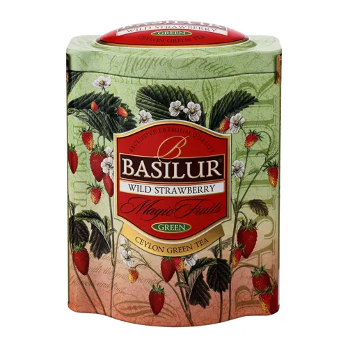 Чай зелений Суниця Магічні фрукти Basilur з залізній банці 100г