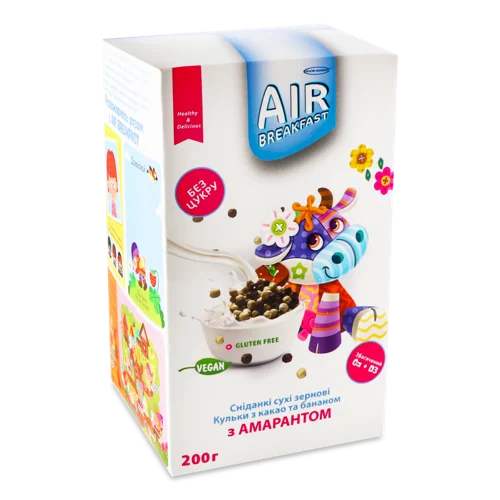 Сухі Зернові Сніданки З Амарантом Кульки З Какао Та Бананом, к/у 200г