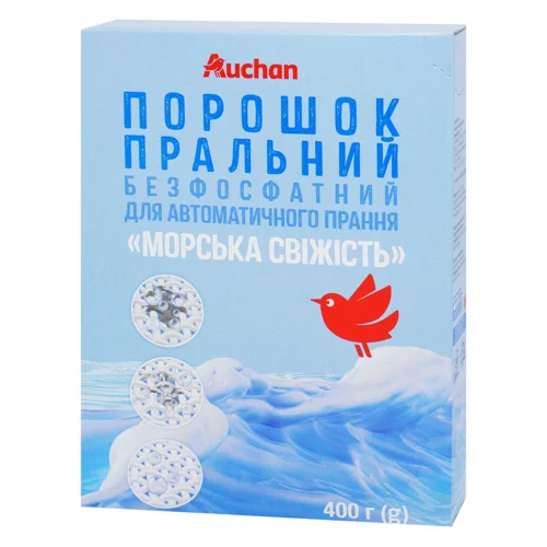 Пральний порошок Auchan Морська свіжість безфосфатний автомат 400г