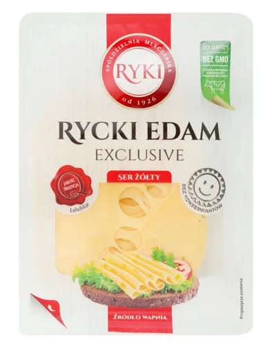 Сир 45% твердий нарізка Рицкий Эдам Ryki п/у 135г