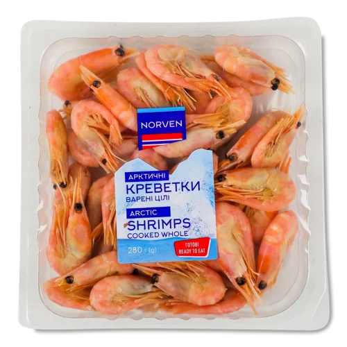 Креветки Цілі Варені Арктичні Norven В/ґ, Лоток 280г
