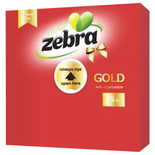 Серветки червоні Zebra gold двошарові 45шт